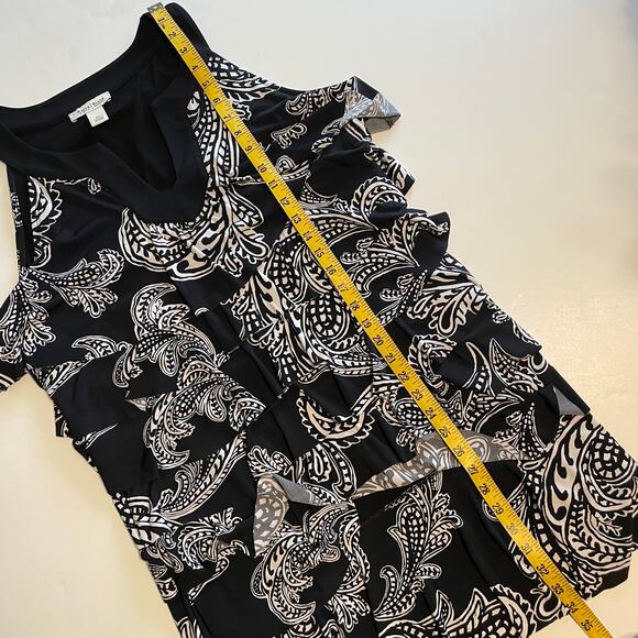 WHBM Tiered Flapper Dress Womens XL Black Paisley Sleeveless Flouncy Career - Picture 10 of 10